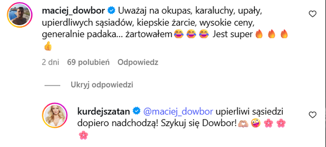 Barbara Kurdej-Szatan, komentarze na Instagramie