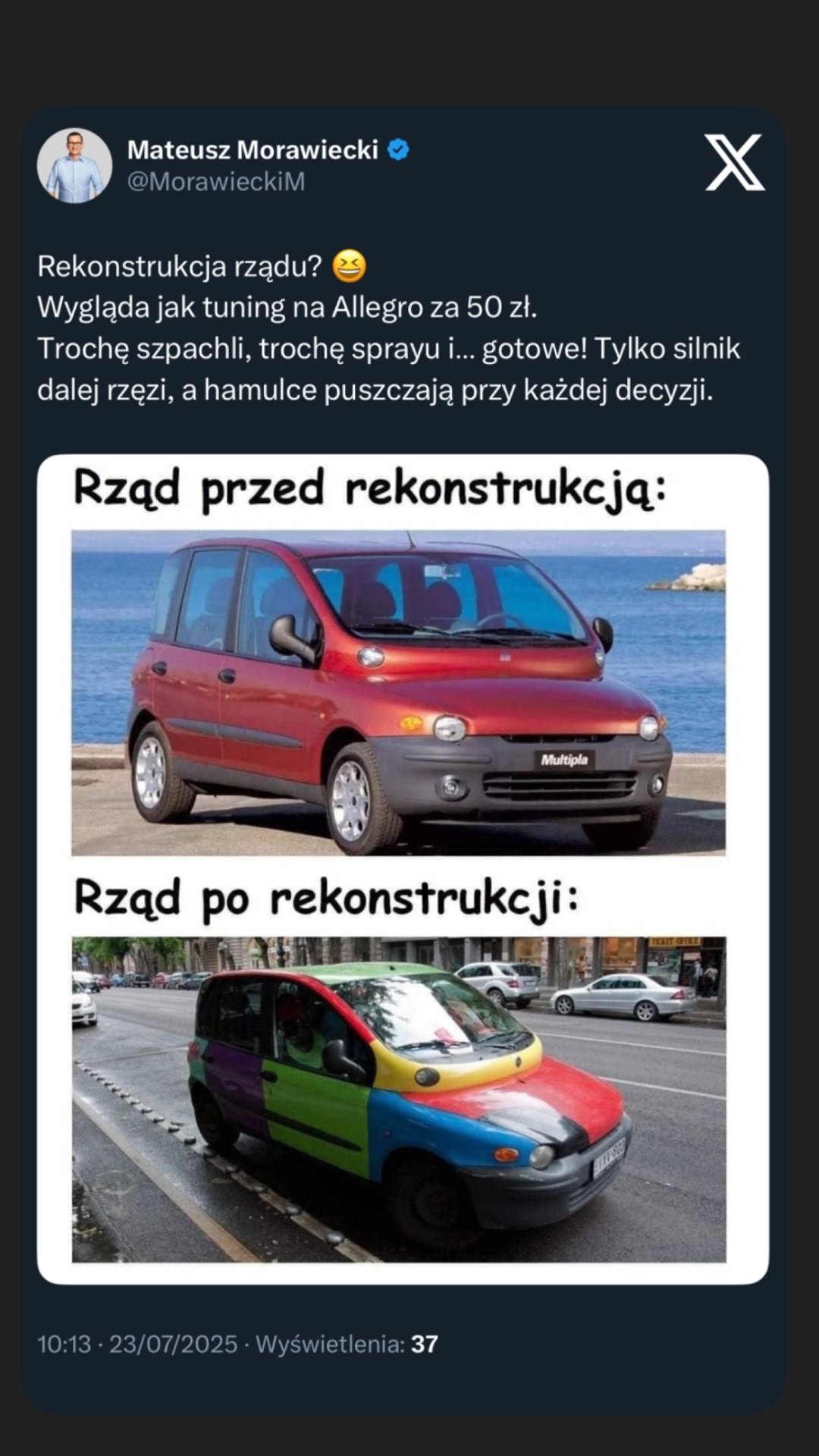 Mateusz Morawiecki, mem, rekonstrukcja rządu