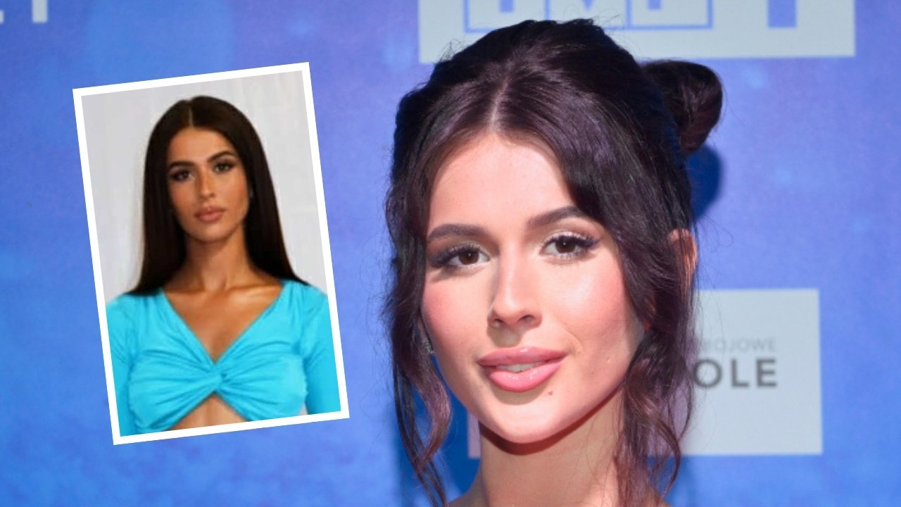 Roksana Węgiel niczym syrena uwodzi spojrzeniem i dekoltem w błękitach. Im niżej, tym więcej było widać