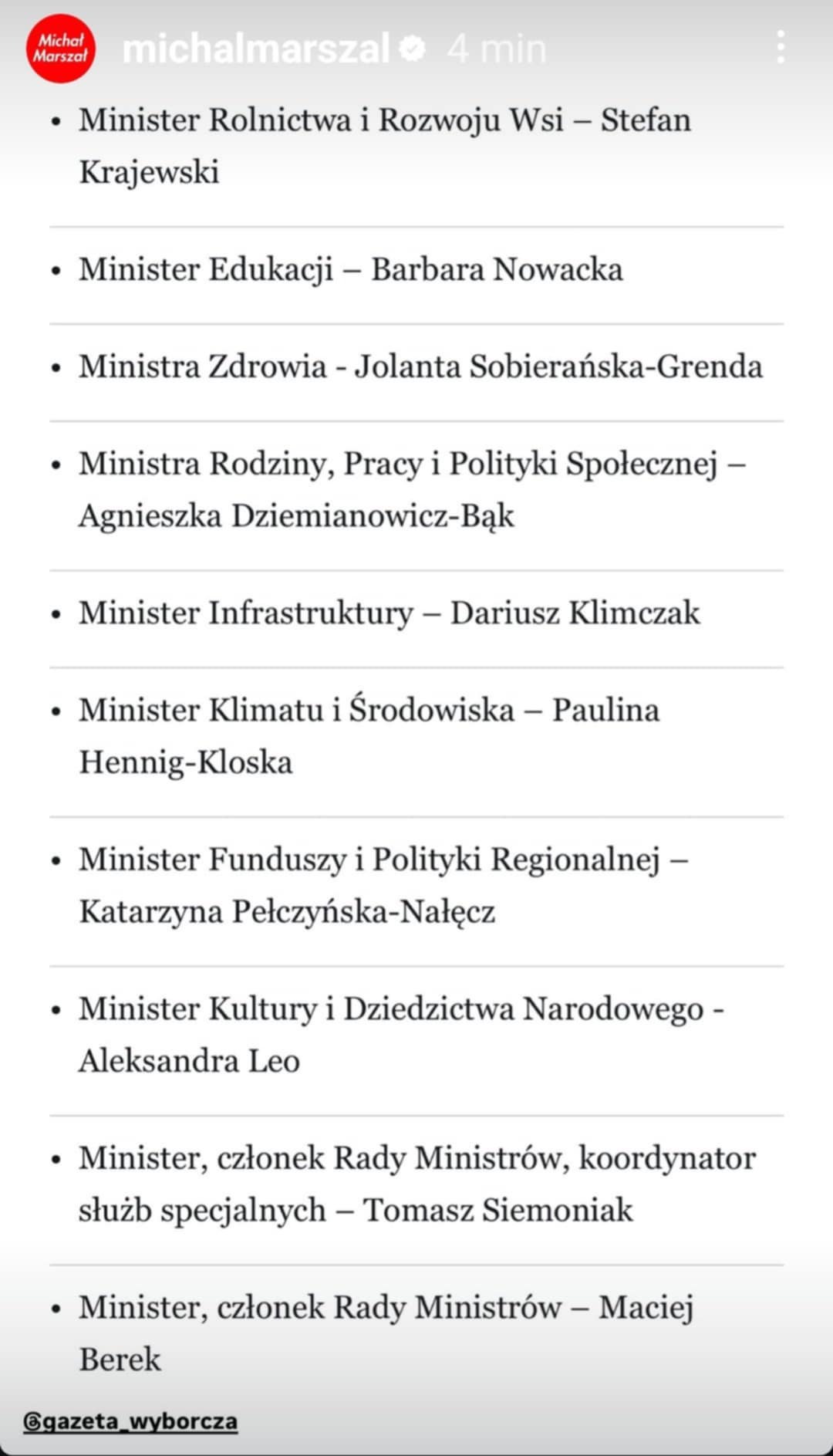 Spis ministrów
