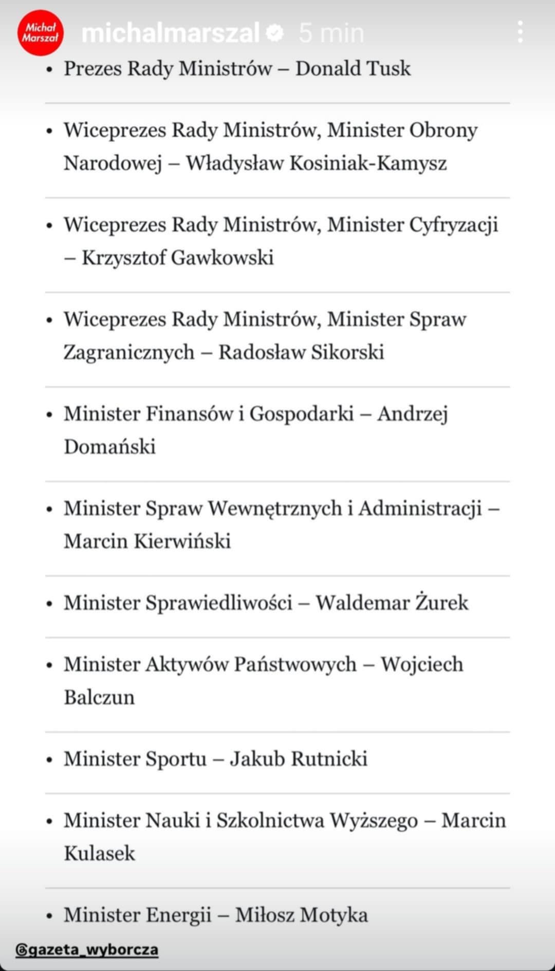 Spis ministrów