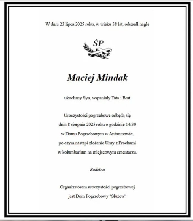nekrolog macieja mindaka
