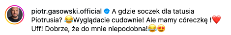 Komentarz Piotra Gąsowskiego na Instagramie