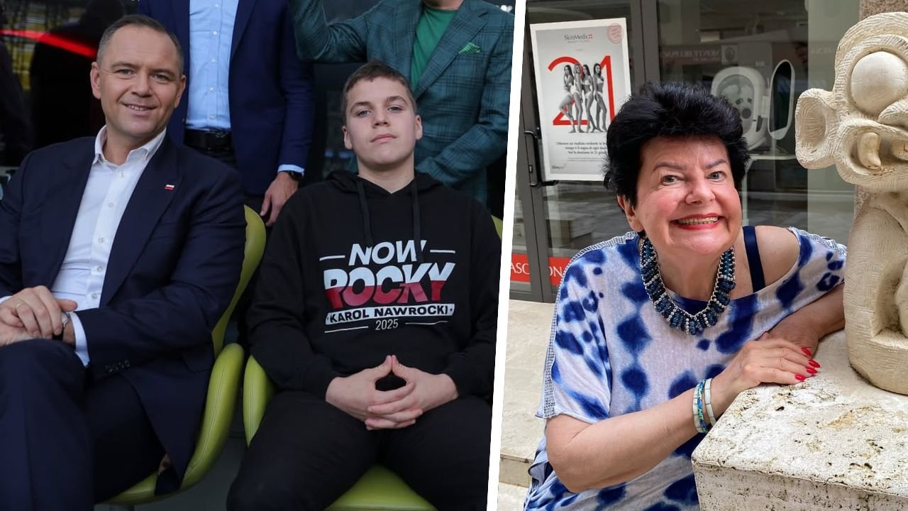 Joanna Senyszyn z maszkarą; Karol Daniel ANtoni Narocki na meczu