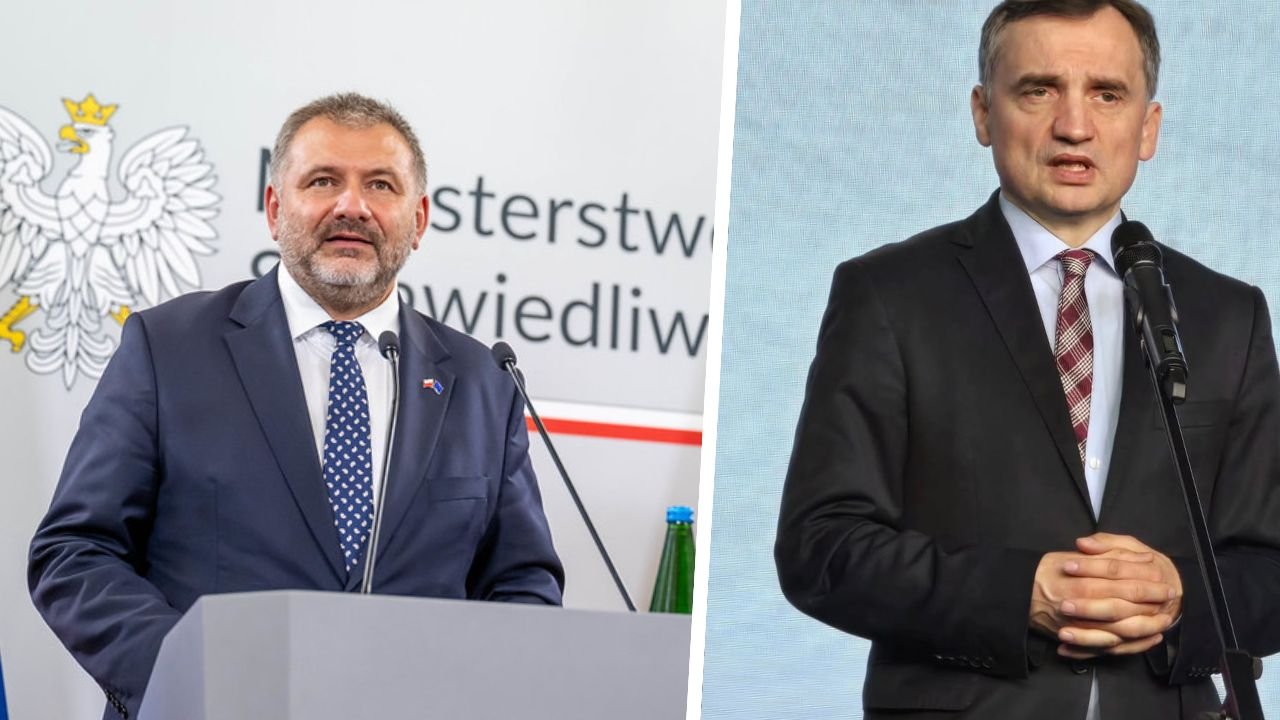 Waldemar Żurek w czasie wystąpienia; Zbigniew Ziobro przemawia