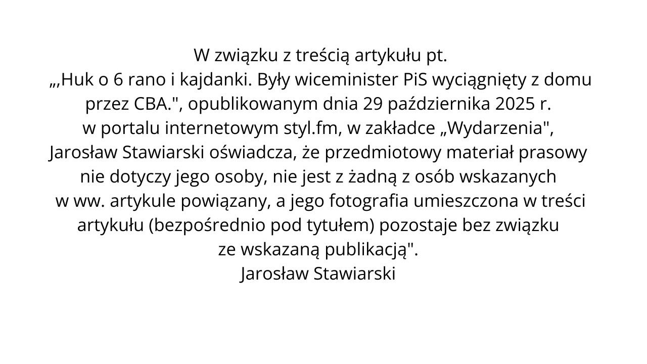 Huk o 6 rano i kajdanki. Były wiceminister PiS wyciągnięty z domu przez CBA