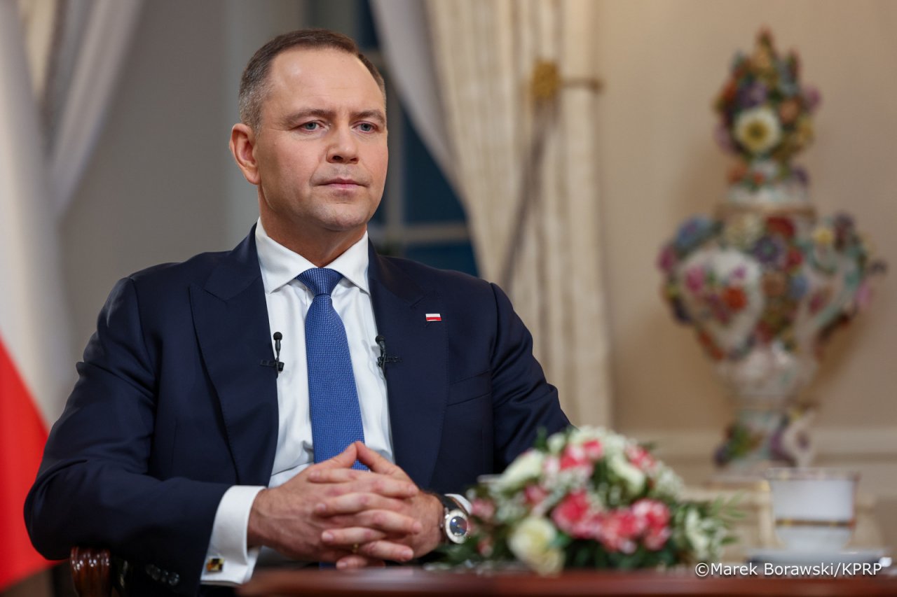 Karol Nawrocki w trakcie wywiadu z TV Republika