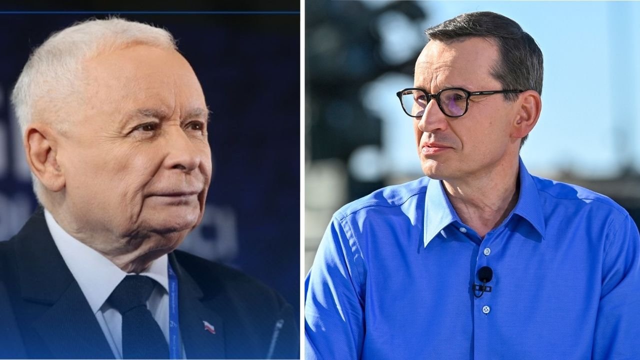 Jarosław Kaczyński; Mateusz Morawiecki w błękitnej koszuli