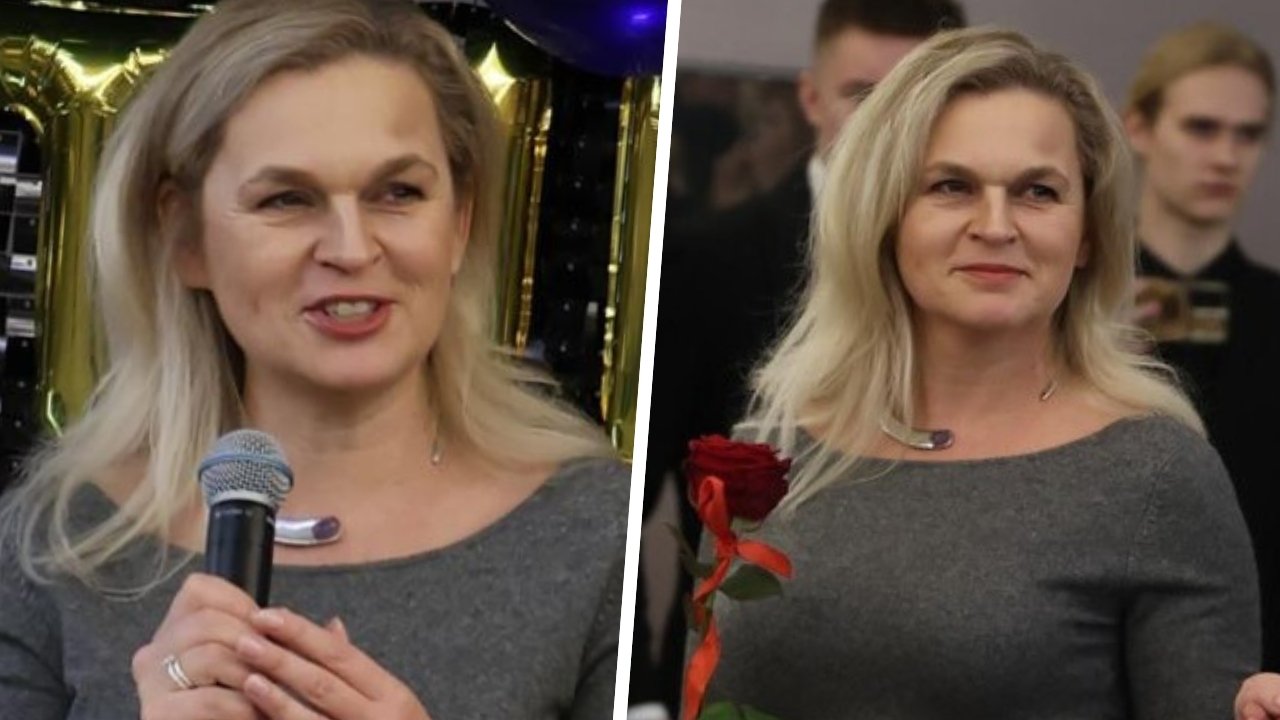 Barbara Nowacka wpadła na studniówkę i porwała ucznia do tańca. Jej stylizacja woła o pomstę do nieba [dużo zdjęć]