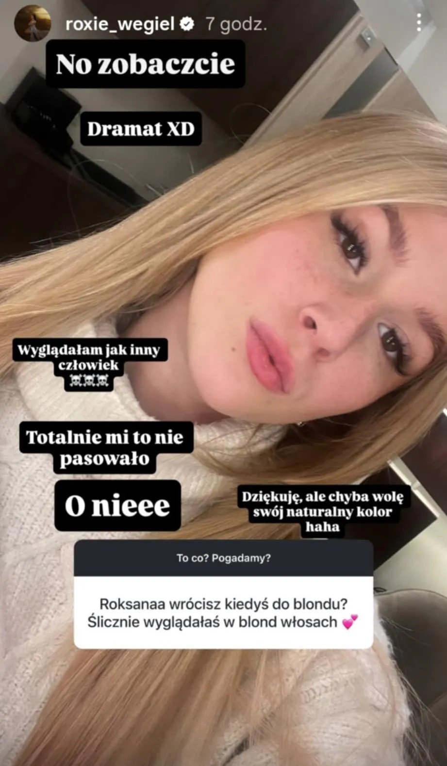Roksana Węgiel w blond włosach