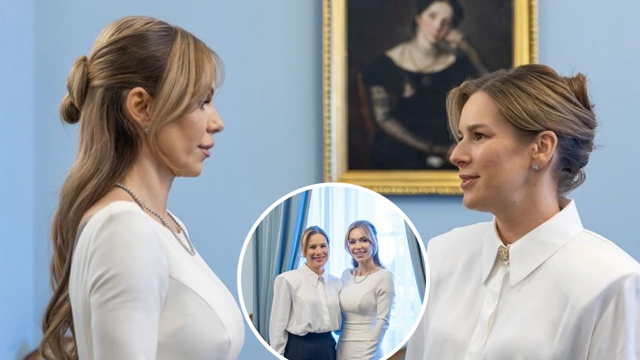 Doda niczym panna młoda w obcisłej kiecce w Pałacu Prezydenckim. Ale to Pierwsza Dama przyćmiła ją strojem we wtorkowy wieczór