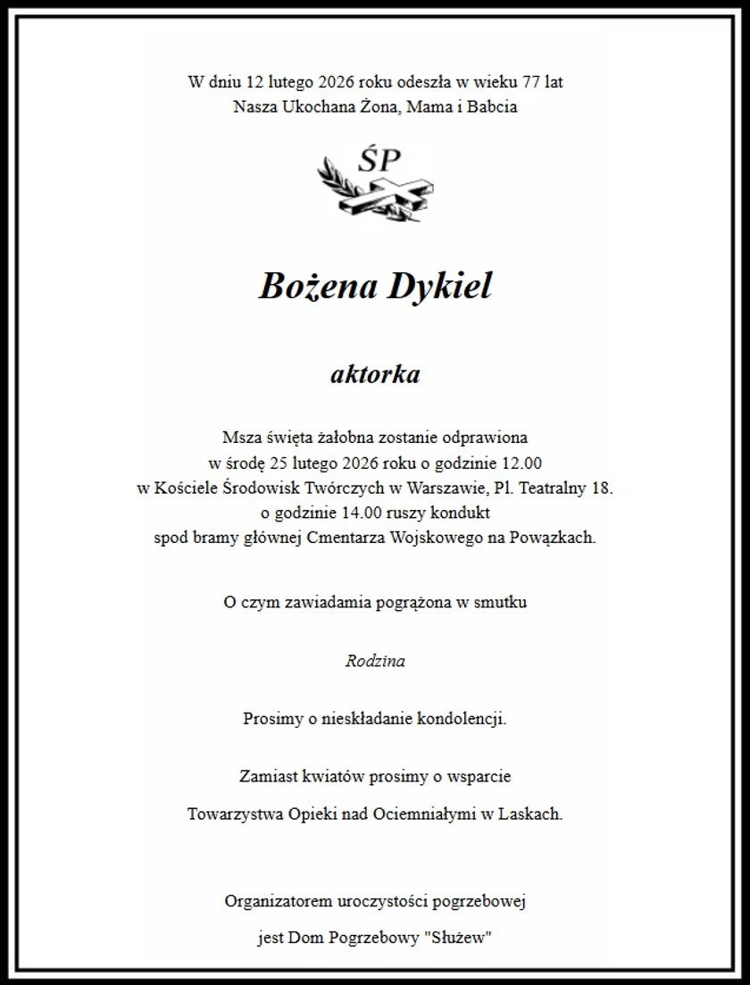 nekrolog Bożeny Dykiel