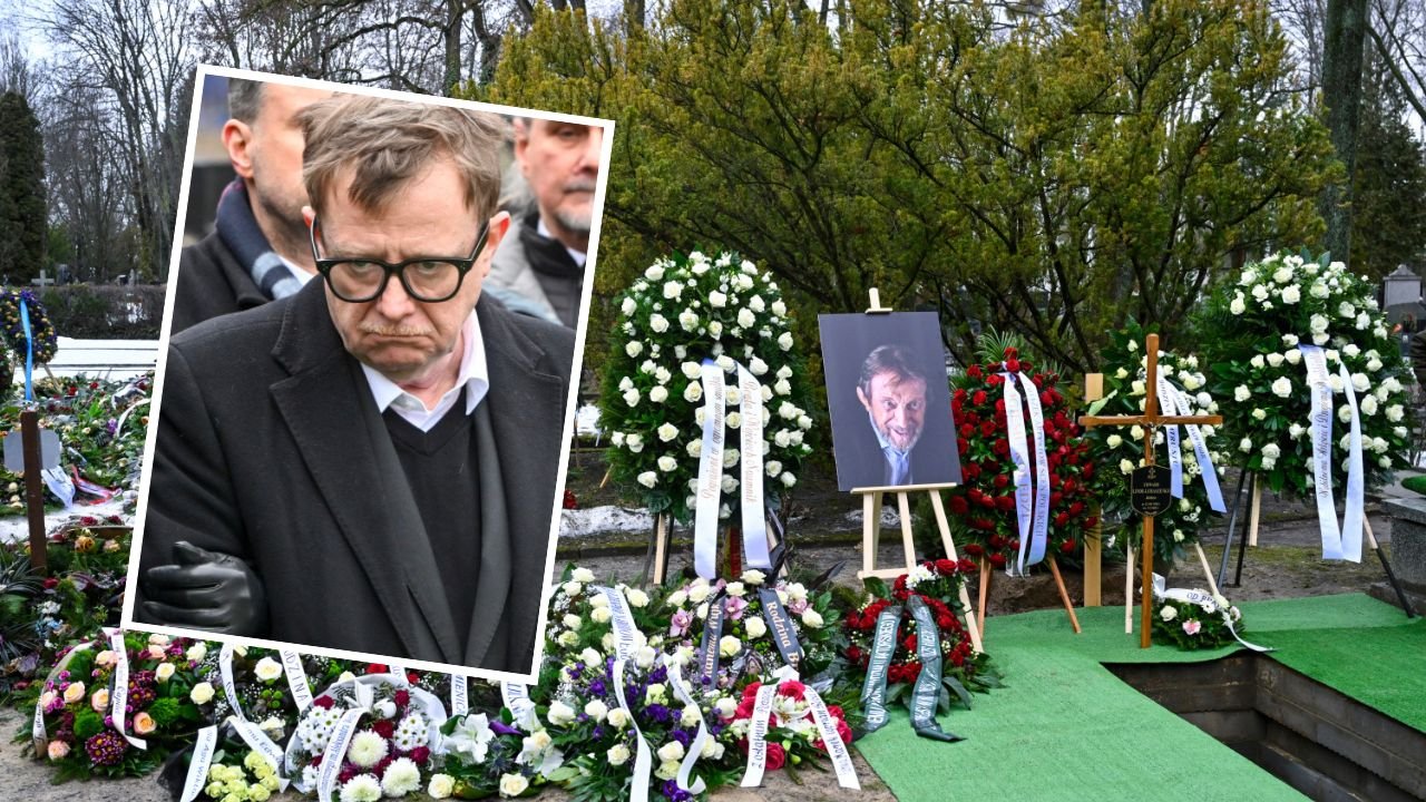 Olaf Lubaszenko we łzach żegna ojca. Potrzebował wsparcia, by ustać przy trumnie ojca