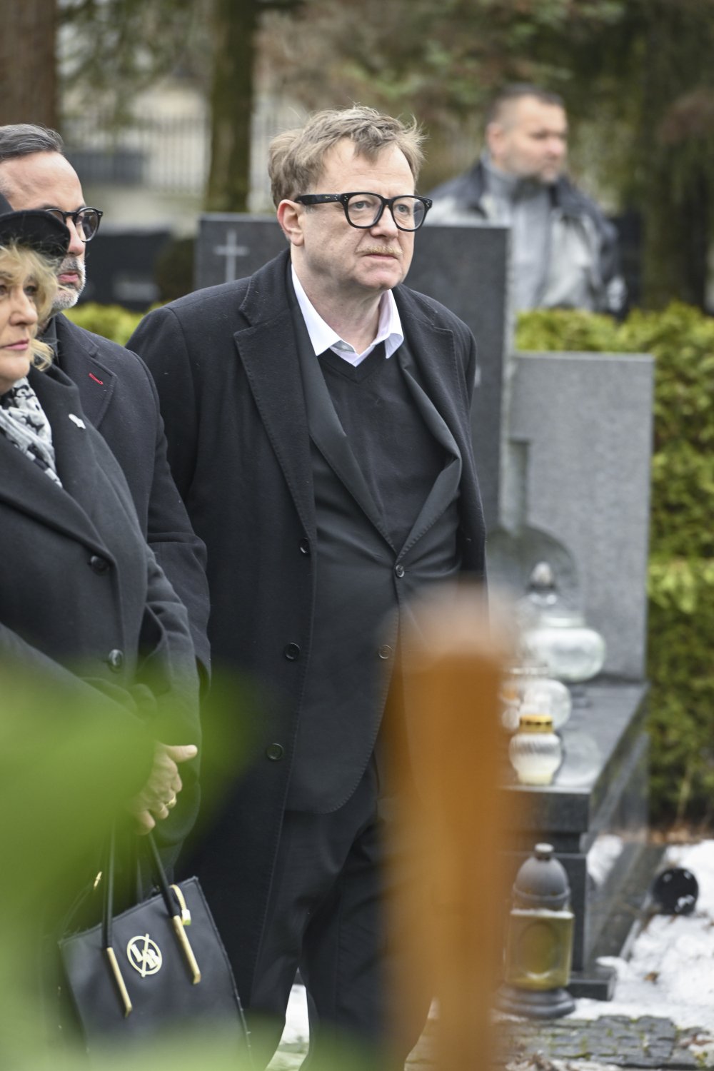 Olaf Lubaszenko na pogrzebie ojca