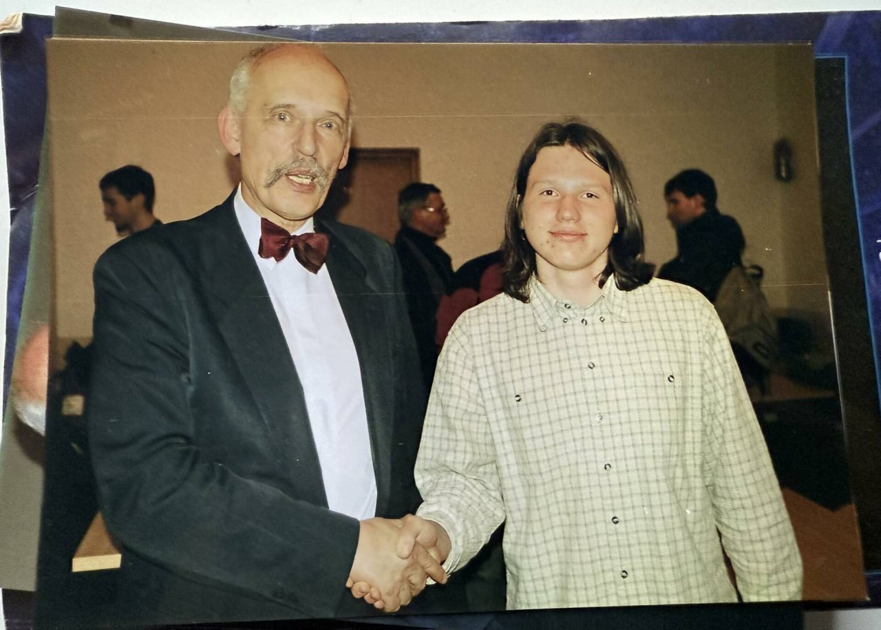 Sławomir Mentzen i Janusz Korwin-Mikke na fotografii z 2006 roku