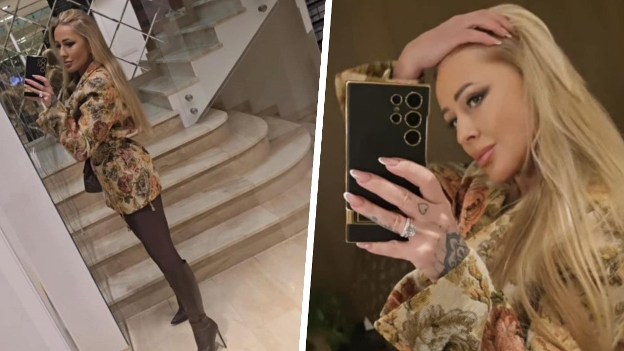 Sylwia Peretti w kwiecistym stroju. Na pierwszy rzut oka wygląda jak dawna "Królowa życia"