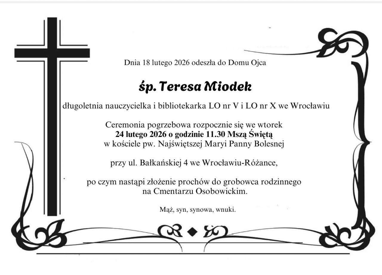 Teresa Miodek - nekrolog