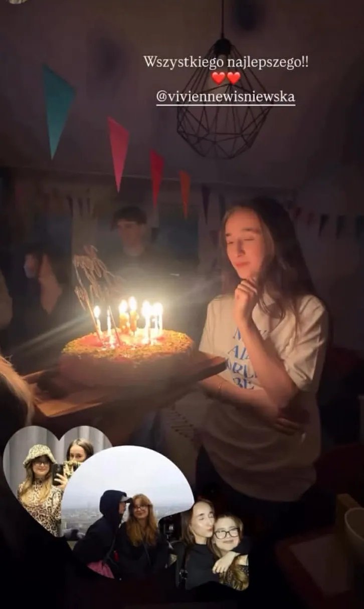 vivienne wiśneiwska z tortem ze świeczkami