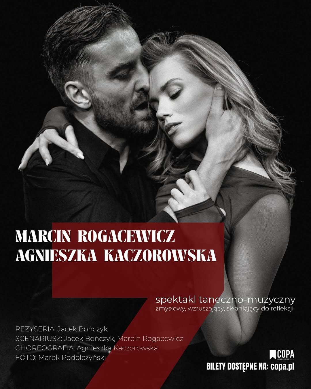 Plakat spektaklu Siedem agnieszki kaczorowskiej i marcina rogacewicza