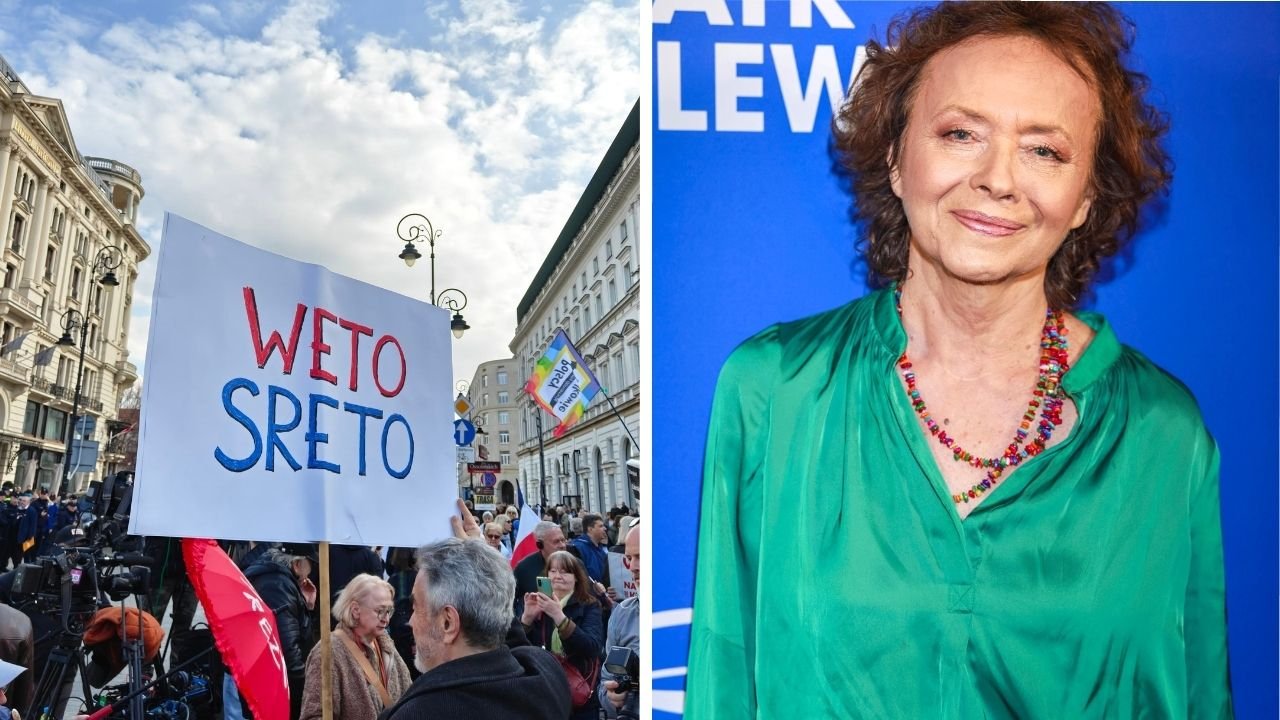 Joanna Szczepkowska pod Pałacem Prezydenckim. Aktorka grzmi o Nawrockim: "Nie powinien pełnić tego urzędu"