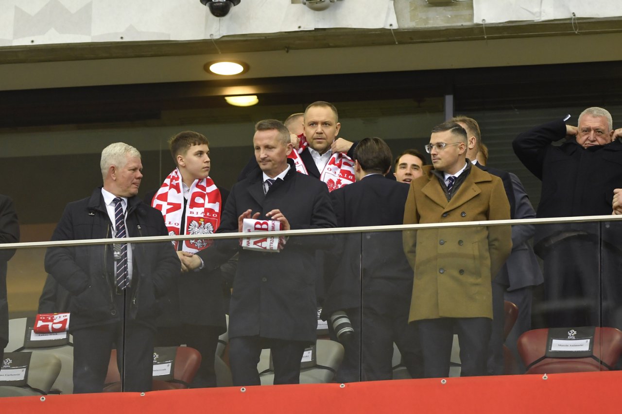 Karol Nawrocki na meczu reprezencji