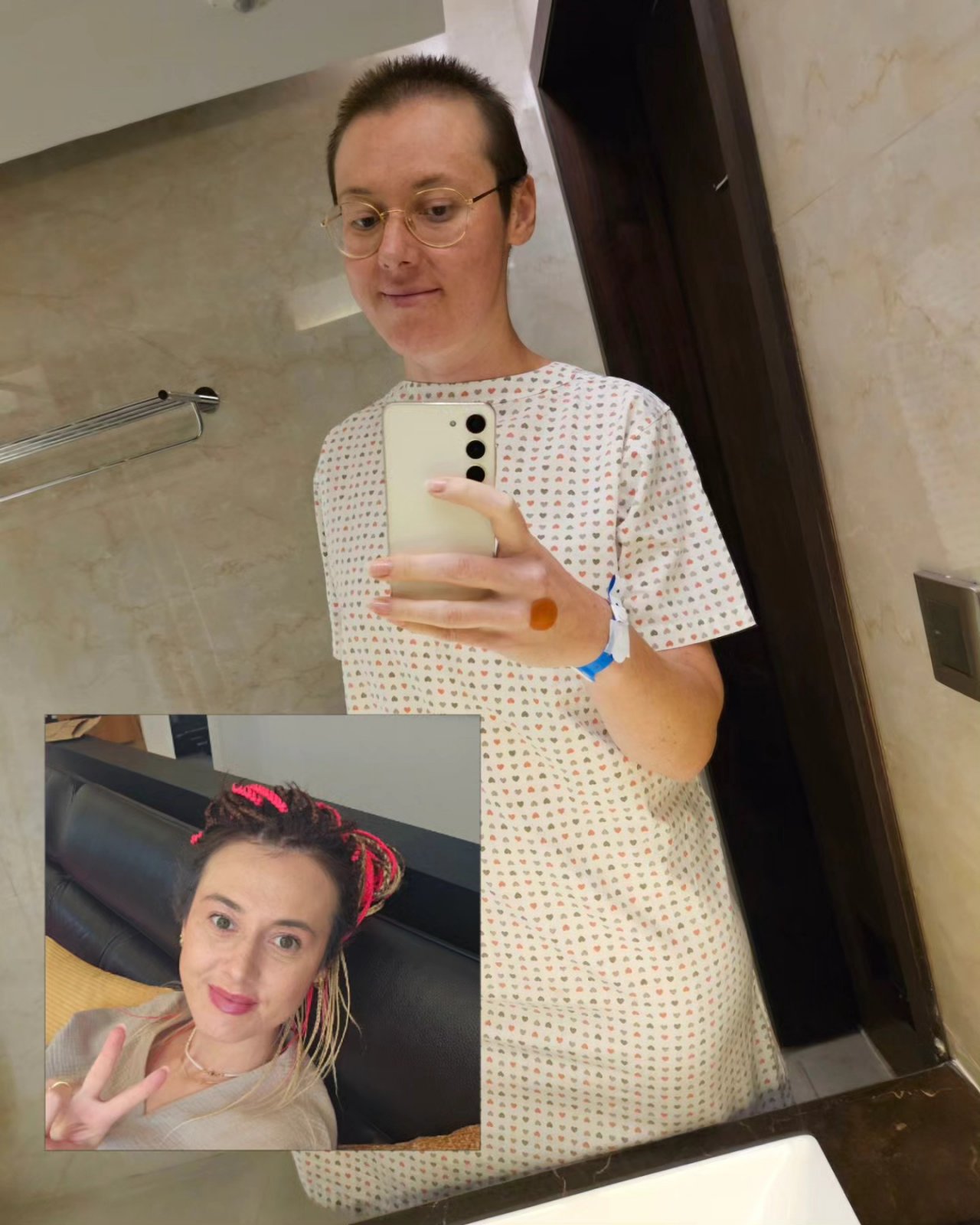 Pediatryczka Ola na dwóch zdjęciach, przed chorobą i po chorobie