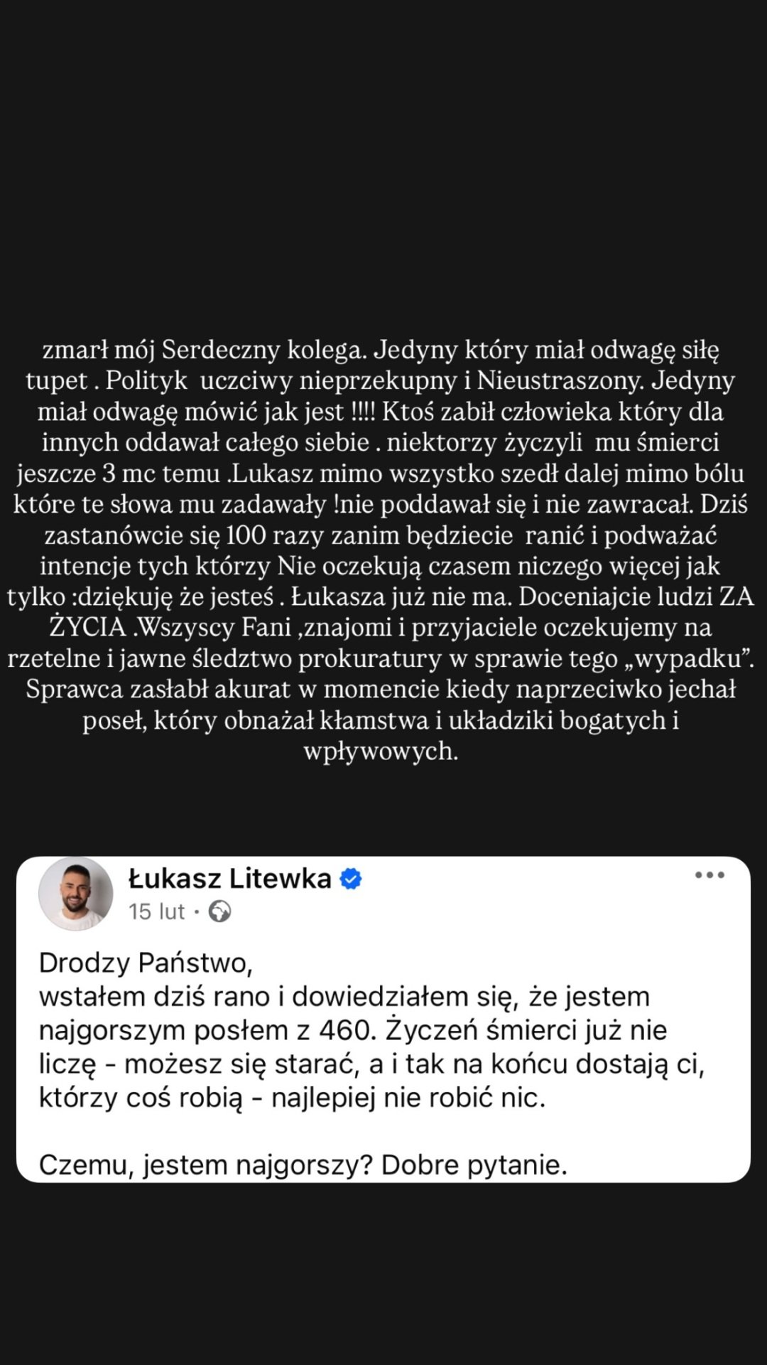 czarna plansza z napisami