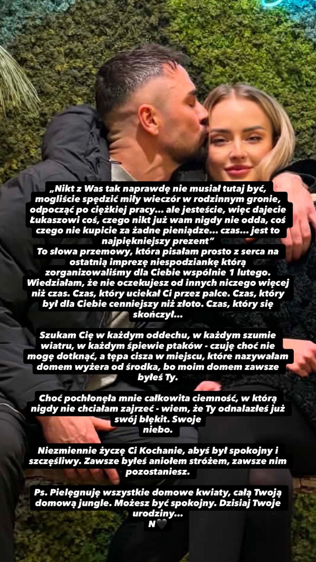 wpis natalii bacławskiej partnerki łukasza litewki z okazji urodzin
