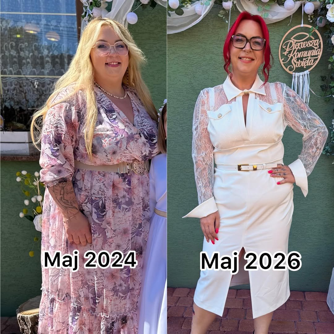 mama na obrotachh porównanie zdjęć sylwetki z 2024 i 2026 roku