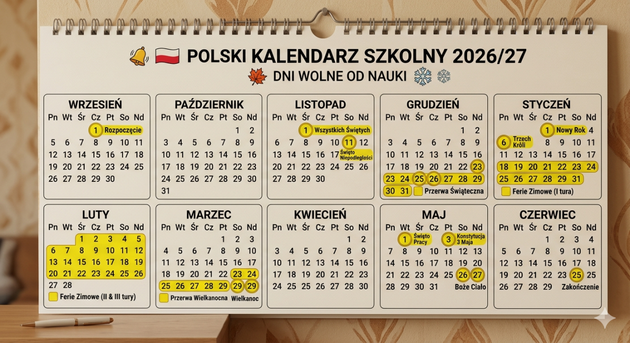 rok szkolny 2026/2027 dni wolne