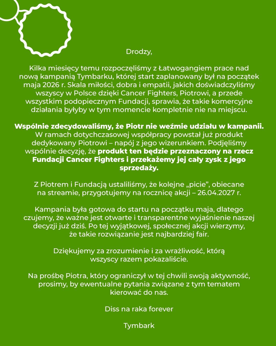 oświadczenie Tymbarka