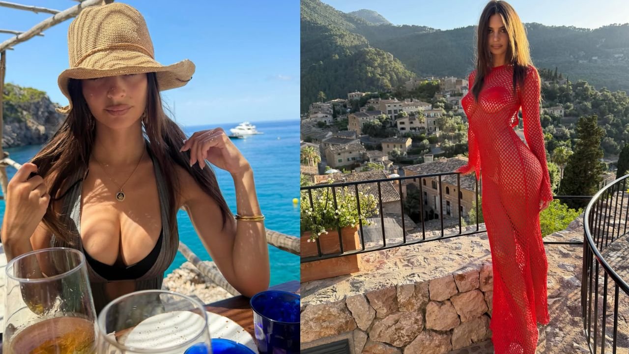 Emily Ratajkowski pręży się przed obiektywem w mikroskopijnych fatałaszkach. Widać wszystko, jak na dłoni [zdjęcia]