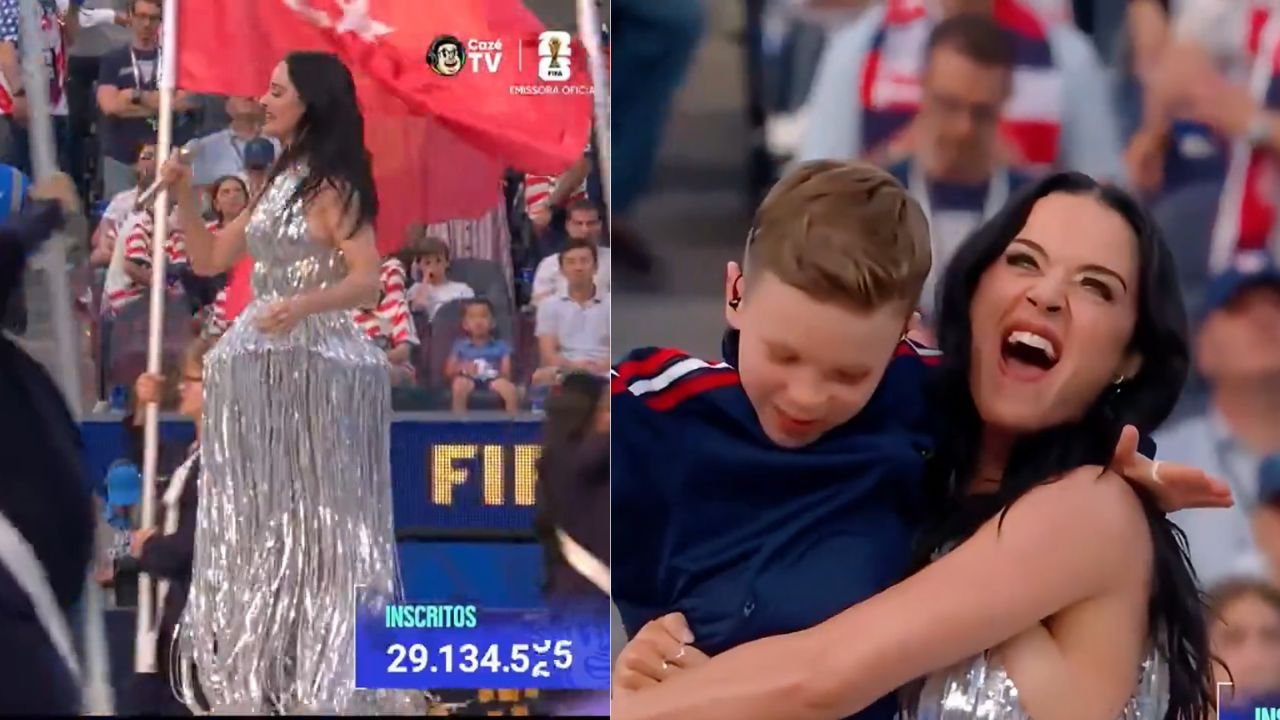 Katy Perry ledwo okryta srebrnymi frędzlami na otwarciu mundialu. Fani kpią bez litości. Porównują ją do żyrandola i shakera [zdjęcia]