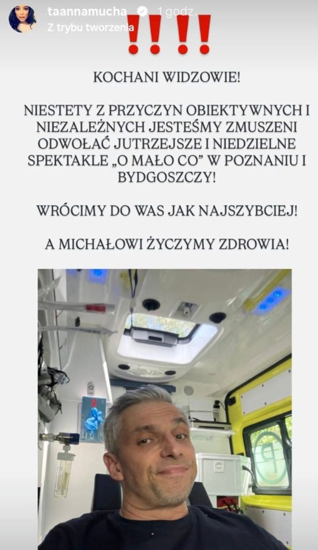 Anna Mucha opublikowała zdjjęcei z karetki