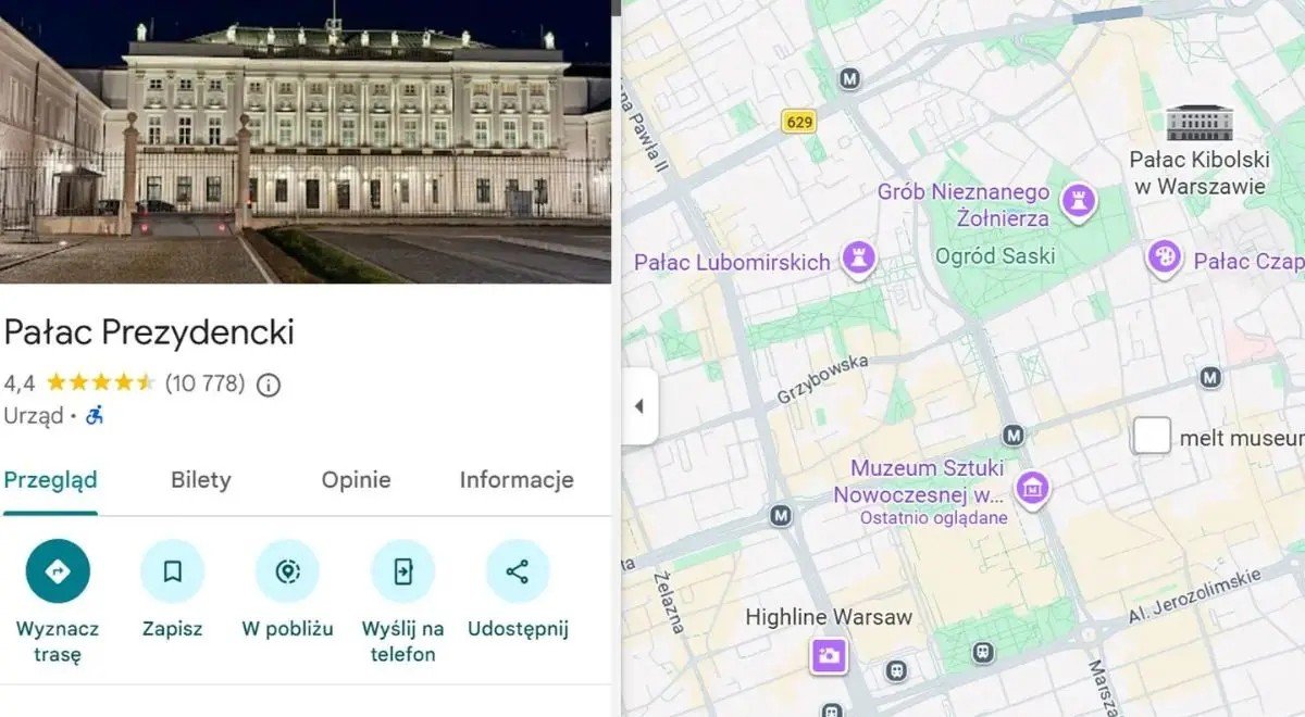 screen z google maps z pałącem kibolskim