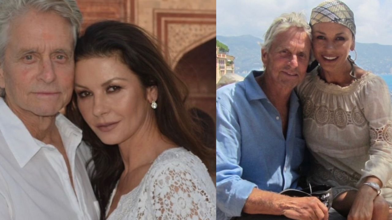 Dzieli ich 25 lat, a namiętność wciąż buzuje. Catherine Zeta-Jones pokazała basenową fotkę z 82-letnim mężem [zdjęcie]