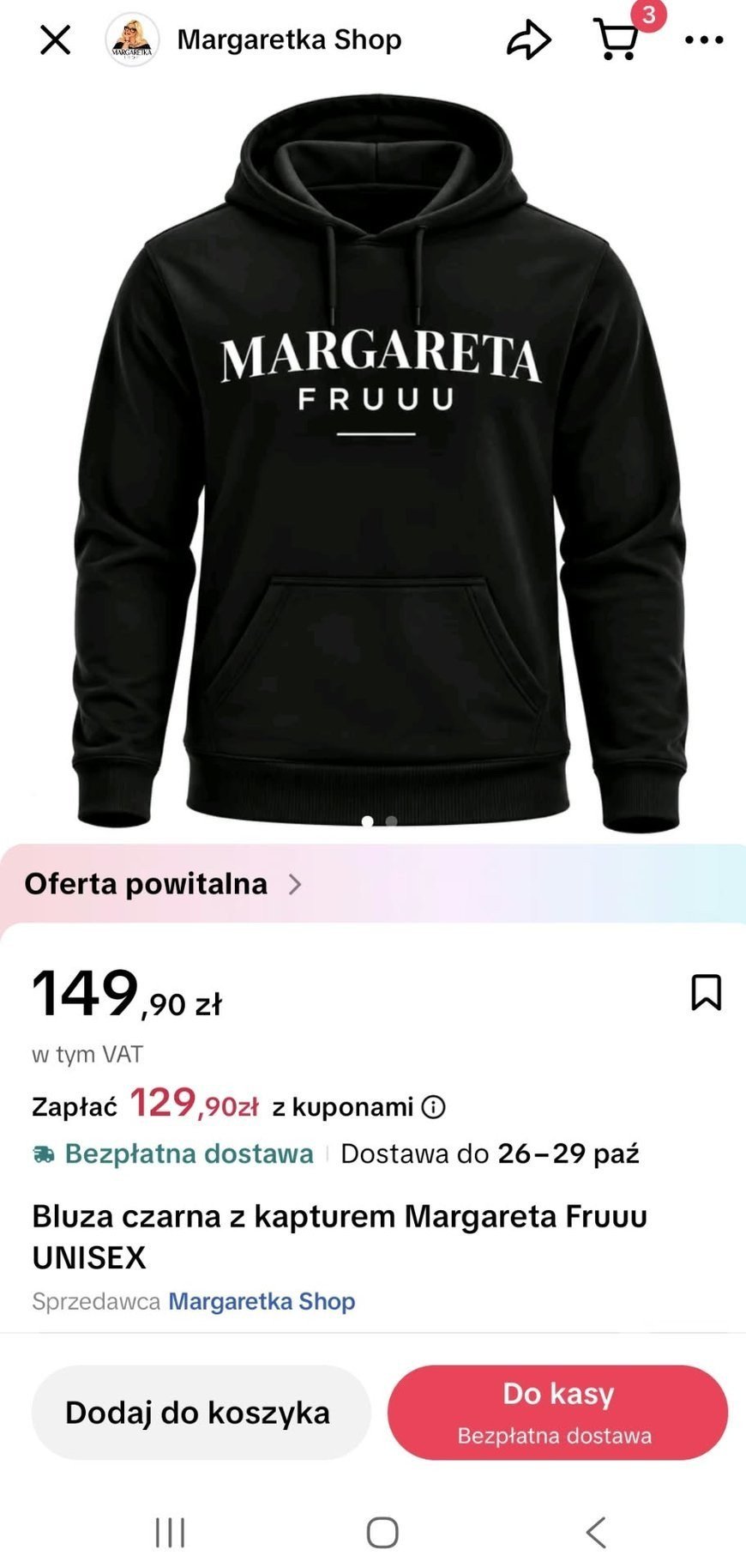 bluza z napisem margareta fru