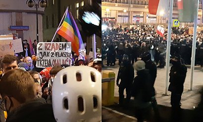 Policja blokowała Strajk Kobiet. Na koniec otoczyła protestujących i blokowała wyjścia