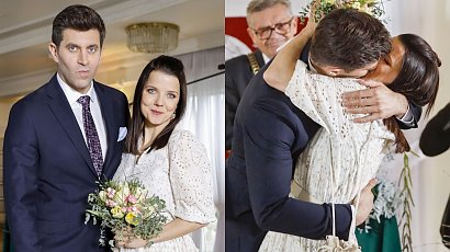 Ślub Marty i Mikołaja w "Na Wspólnej"! Joanna Jabłczyńska w sukni ślubnej w stylu boho, ale jej buty nie każdemu się spodobają