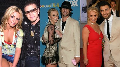Britney Spears i wszyscy jej partnerzy: Justin Timberlake, Kevin Federline, Adnan Ghalib, Jason Trawick i Sam Asghari