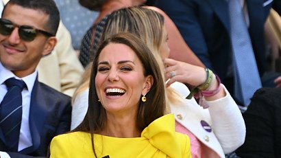 Księżna Kate w żółtej długiej sukience i białych szpilkach na Wimbledonie. Udana stylizacja?