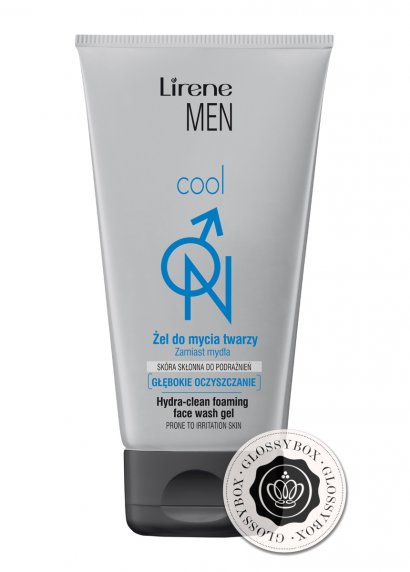 MARKA: LIRENE
PRODUKT: Żel do mycia twarzy Cool On
CENA: 16,99 zł / 150 ml 
Opis produktu: Zastępuje mydło i zapewnia dogłębne oczyszczenie skóry twarzy, dzięki doskonałemu połączeniu składników aktywnych. Salicylan sodowy delikatnie złuszcza naskórek i oczyszcza skórę, aktywny cynk wykazuje działanie łagodzące, ekstrakt z owoców hiszpańskiej pomarańczy, zawierający m.in. witaminy C, P, A, B1 i B2, działa pobudzająco i antybakteryjnie. Żel przeznaczony jest dla delikatnej i skłonnej do podrażnień skóry. 