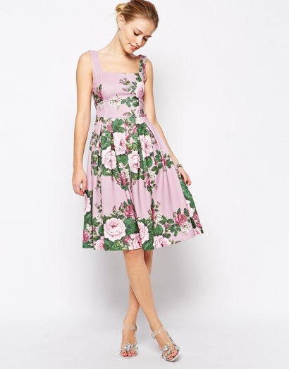 Lilac Floral Rose Debutante Midi Dress, 265 zł