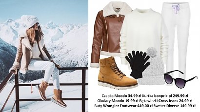 Dobrym wyborem będzie także stylizacja warstwami – najpierw body lub top, na to ciepły sweter biały jak śnieg, a jako okrycie wierzchnie kurtka lub kamizelka, obowiązkowo 
z dodatkiem futerka.