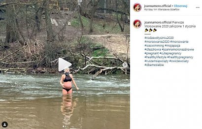 Joanna Moro opublikowała na swoim Instagramie film, jak kąpie się w rzece w zaawansowanej ciąży.