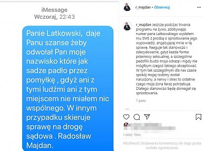 Taką wiadomość Radosław Majdan wysłał do reżysera.