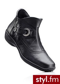 Bonprix Botki skórzane czarny 970829_24602 - Botki Buty Moda