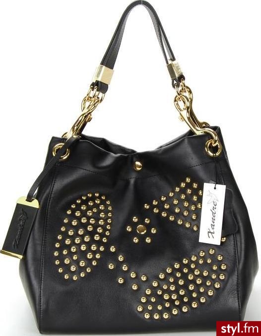 XANDRE torebka. Pobrano ze strony: http://www.allegro.pl/item946626095_xandre_cudna_skora_czarna_cwieki_wyprzedaz.html - Pozostałe Torebki Moda