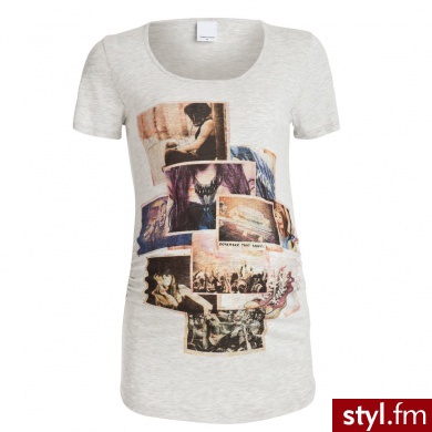 MAMA LICIOUS Tunika z krótkim rękawem dla kobiet w ciąży ONCE PICTURE ultra light grey melange - Tuniki Ciuchy Moda