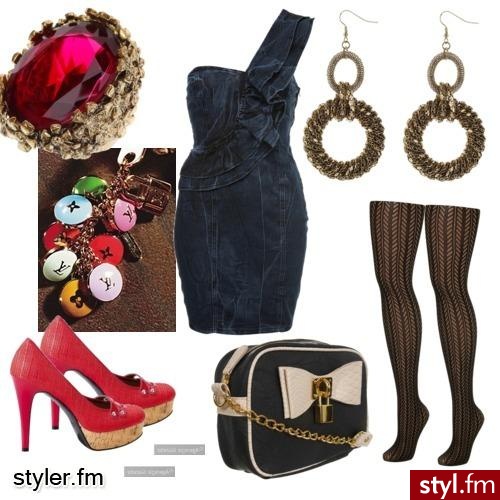 Jeansowo z czerwienią - Styler